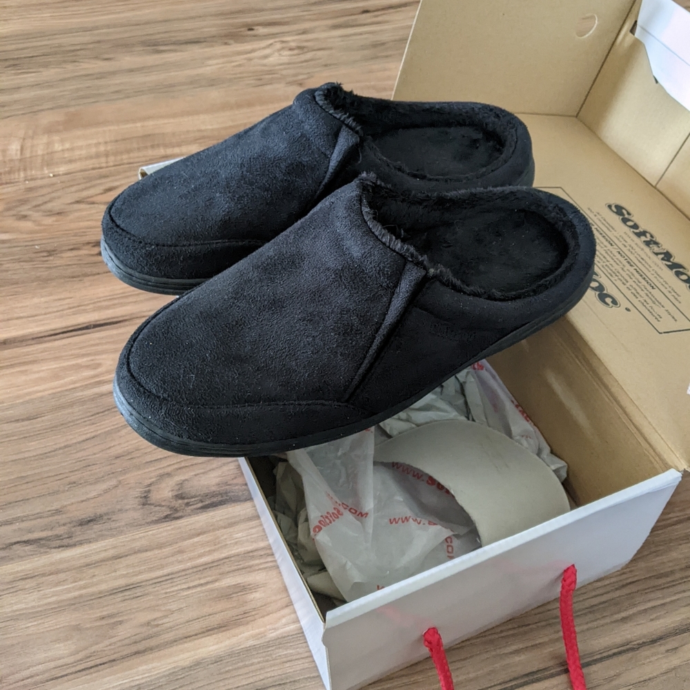 SoftMoc Mens Black Slip On Loafers Slides